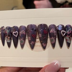 Purple Glitter Nail Art Set